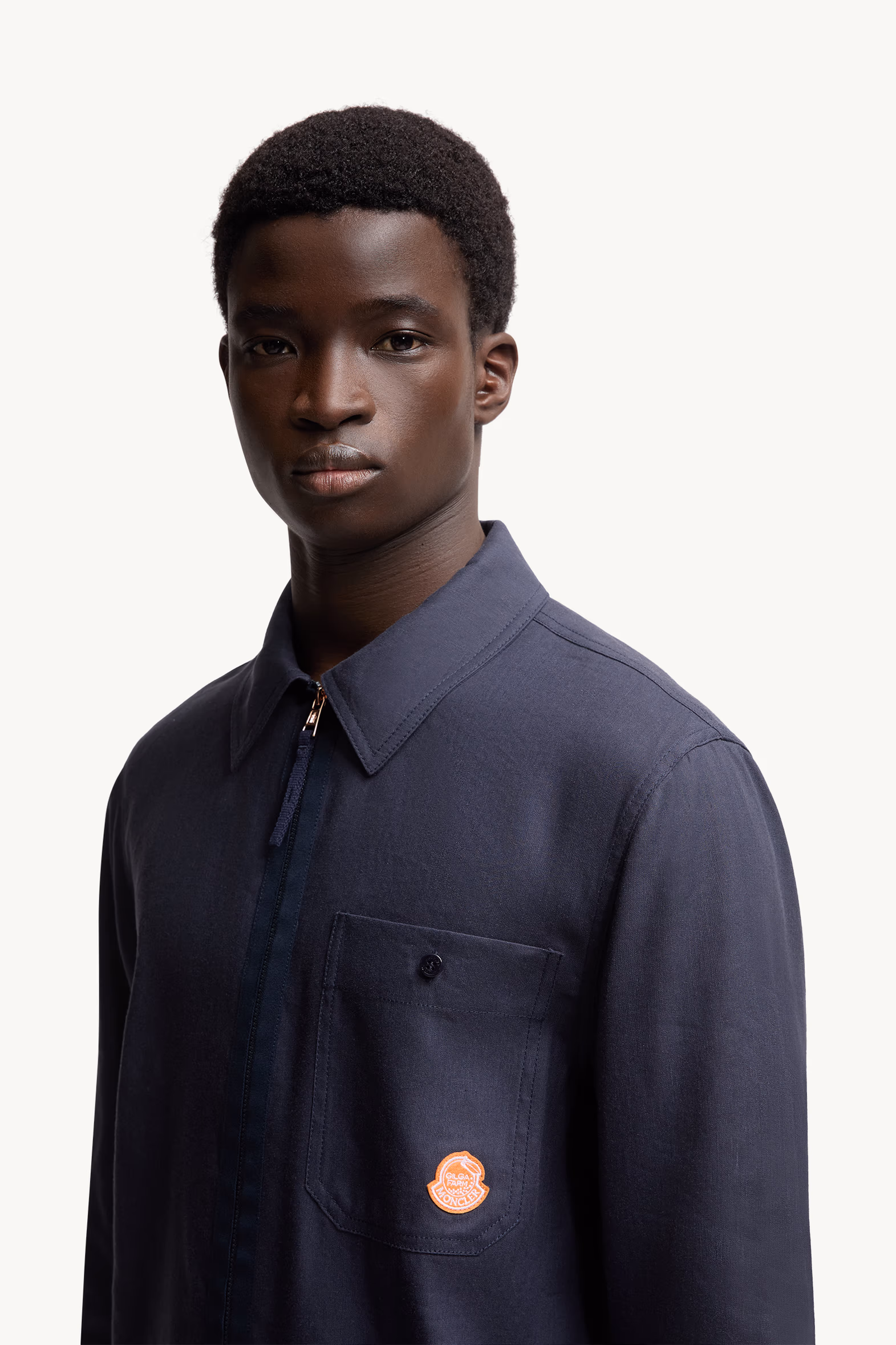 Moncler x Gilga Farm by Donald Glover Linen Blend Shirt Men Navy Blue Moncler 4